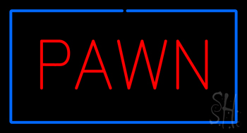 Red Pawn Blue Border LED Neon Sign