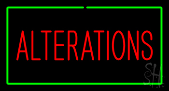 Red Alterations Green Border LED Neon Sign
