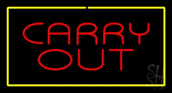Carry Out Rectangle Yellow LED Neon Sign