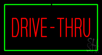 Red Drive Thru Rectangle Green LED Neon Sign