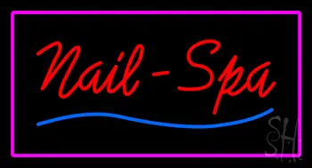 Red Nails Spa With Pink Border LED Neon Sign