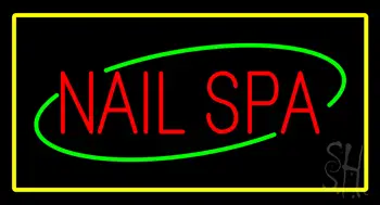 Red Nails Spa With Yellow Border LED Neon Sign
