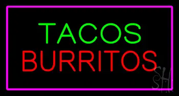 Tacos Burritos Pink LED Neon Sign