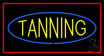 Tanning With Red Border LED Neon Sign