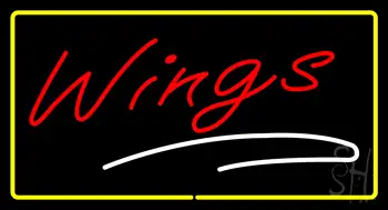 Wings Yellow Border LED Neon Sign
