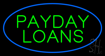 Green Payday Loans Blue Border LED Neon Sign