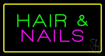 Green Hair And Nails With Yellow Border LED Neon Sign