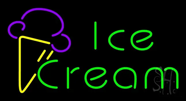 Green Ice Cream Logo LED Neon Sign