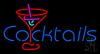 Cocktail With Red Cocktail Glass LED Neon Sign