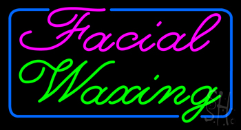 Cursive Facial Waxing Blue Border LED Neon Sign