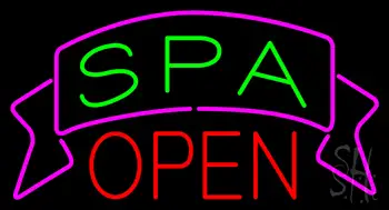 Green Spa Open Banner LED Neon Sign