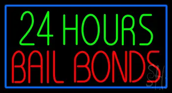 24 Hours Bail Bonds With Blue Border LED Neon Sign