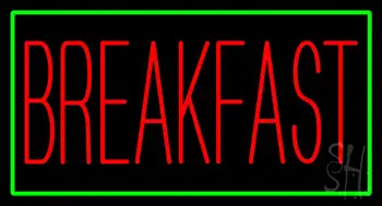 Red Breakfast With Green Border LED Neon Sign