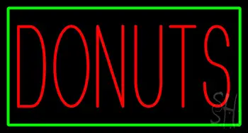 Red Donuts With Green Border LED Neon Sign