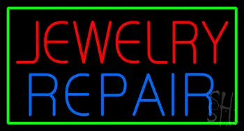 Jewelry Repair Green Rectangle LED Neon Sign