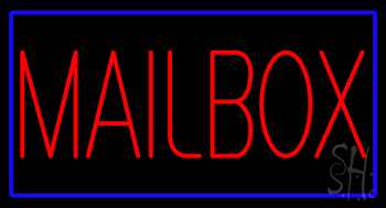 Mailbox Blue Border LED Neon Sign