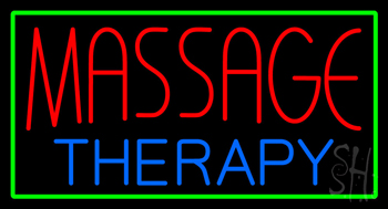 Massage Therapy With Green Border LED Neon Sign