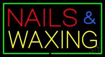 Red Nails And Waxing With Green Border LED Neon Sign