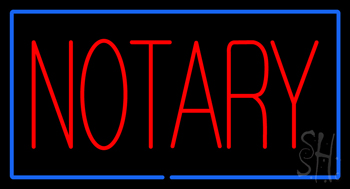 Red Notary Blue Border LED Neon Sign