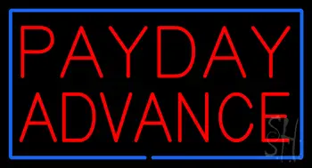 Red Payday Advance Blue Border LED Neon Sign