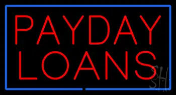Red Payday Loans Blue Border LED Neon Sign