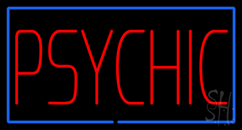 Red Psychic Blue Border LED Neon Sign
