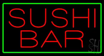 Sushi Bar With Green Border LED Neon Sign