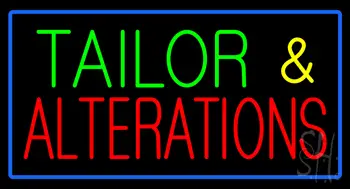 Green Tailor And Red Alteration Blue Border LED Neon Sign