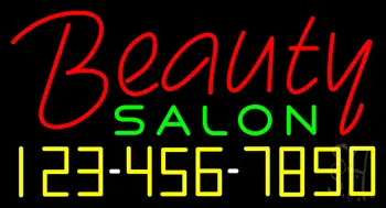 Red Beauty Salon With Phone Number LED Neon Sign