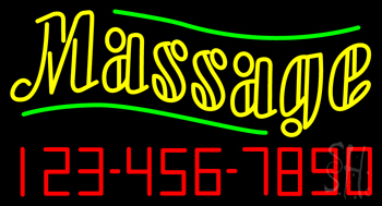 Double Stroke Massage With Phone Number LED Neon Sign