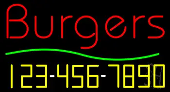 Burgers With Phone Number LED Neon Sign