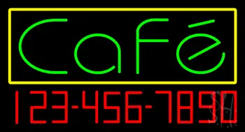 Green Cafe With Phone Number LED Neon Sign