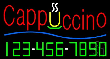Cappuccino With Phone Number LED Neon Sign