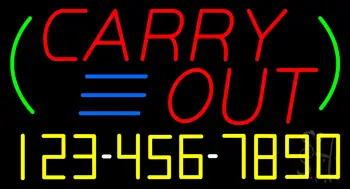 Carry Out With Phone Number LED Neon Sign
