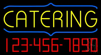 Yellow Catering With Phone Number LED Neon Sign