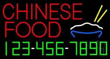 Chinese Food With Phone Number LED Neon Sign