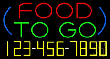 Food To Go With Phone Number LED Neon Sign