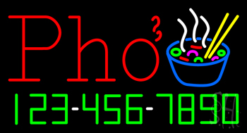 Red Pho With Phone Number LED Neon Sign