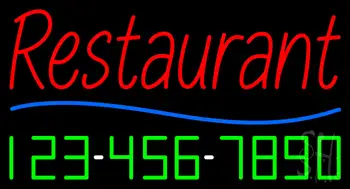 Red Restaurant With Phone Number LED Neon Sign