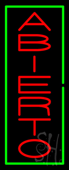 Vertical Red Abierto With Green Border LED Neon Sign