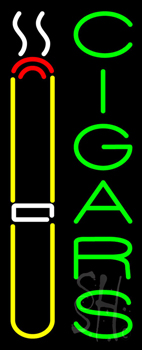 Green Vertical Cigars Logo LED Neon Sign