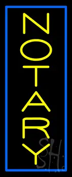 Vertical Yellow Notary Blue Border LED Neon Sign