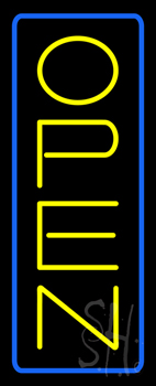 Open Vertical Yellow Letters With Blue Border LED Neon Sign