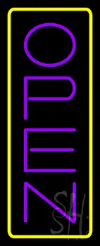 Open Vertical Purple Letters With Yellow Border LED Neon Sign