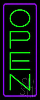 Open Vertical Green Letters With Purple Border LED Neon Sign