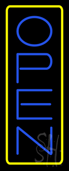 Open Vertical Blue Letters With Yellow Border LED Neon Sign