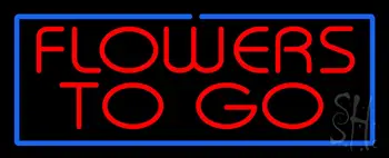 Red Flowers To Go Blue Border LED Neon Sign