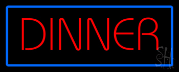 Red Dinner With Blue Border LED Neon Sign