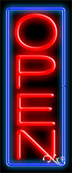 Blue Border With Red Vertical Open LED Neon Sign