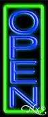Green Border With Blue Vertical Open LED Neon Sign